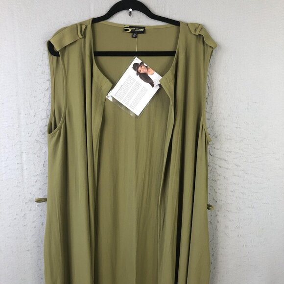 Serena Williams Signature Statement Duster Vest Womens 1X Olive Green Made USA - Picture 3 of 16